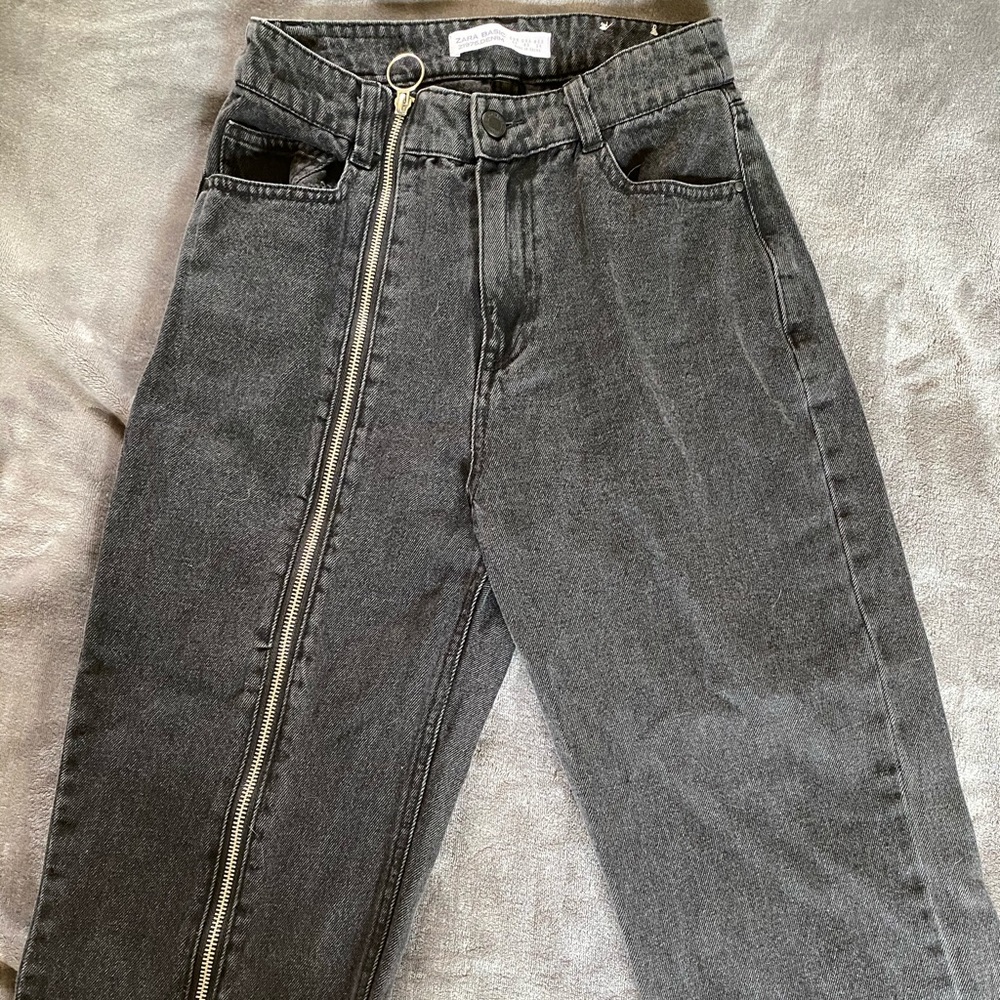Zipper high waisted jeans